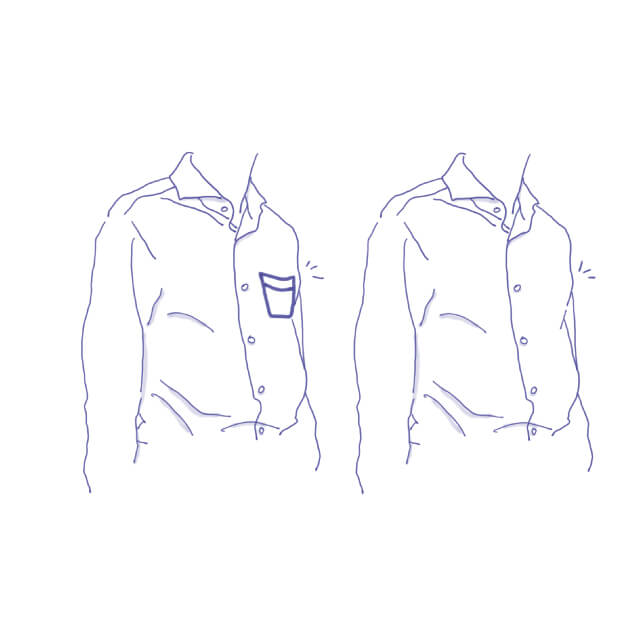 DRESS SHIRTの胸ポケット有無でSELECT可能。